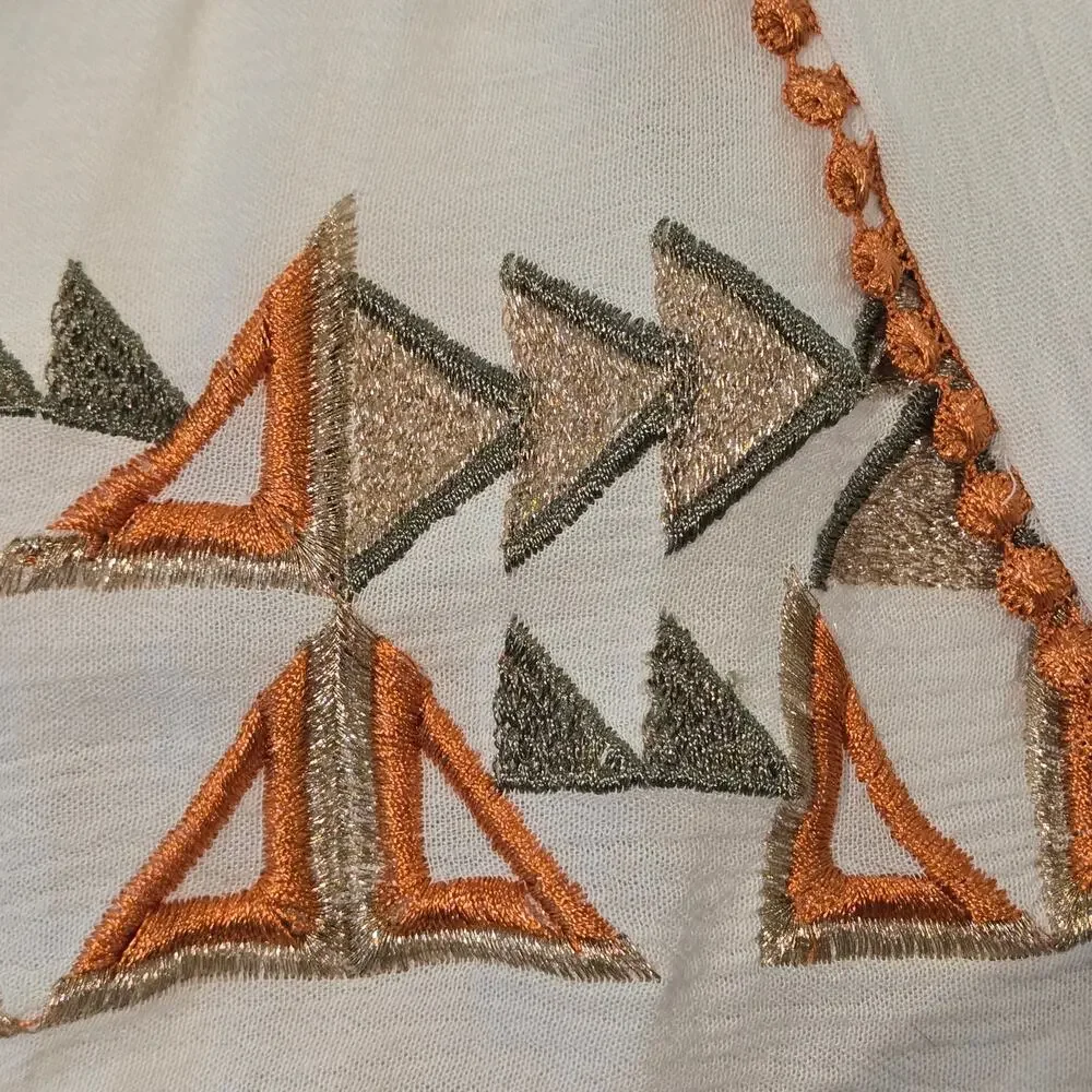 Hale Bob Ravin Embroidered Balloon Sleeve Aztez Tribal Print Mini Dress, Sz S - Picture 12 of 13